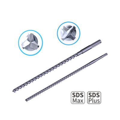 China Masonry Drilling SDS Max Plus Full Long Size Solid Carbide Tip Hammer Drill Bit For Concrete Stone 5-16mm 4 Cutter 3 Cutter for sale