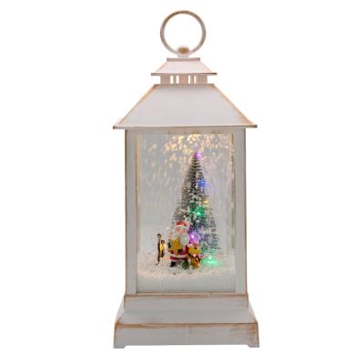 China Nice Plastic Factory Atmosphere Christmas Music LED Rotate Snowfall Lantern for sale