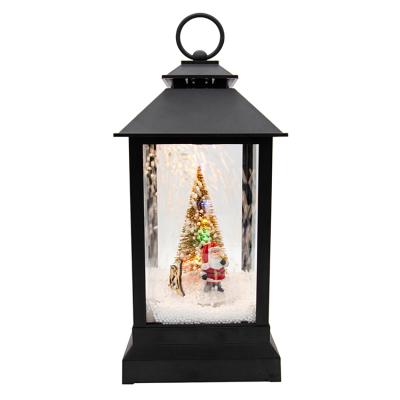 China Interesting Musical Plastic+resin Atmosphere Christmas LED Spinning Snow Lantern for sale