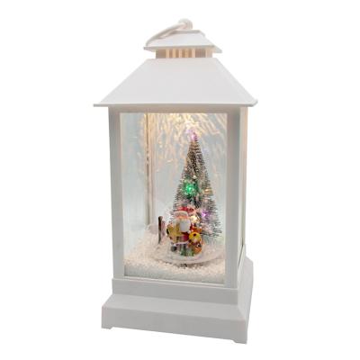 China Plastic+resign Indoor Decoration Christmas LED Musical Rotate Lantern Snowfall Lamp for sale