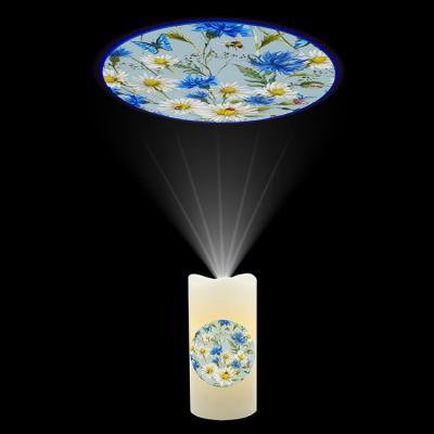 China COLOR CHANGING Rotating Flower Daily Picture Decor Projection LED Wax Night Light Candle for sale