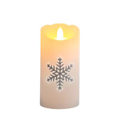 China Model Show Light on Paraffin Wax Candle Shell 2021snow Christmas Decorate Real Wax Fiber Optic LED Candle Light for sale