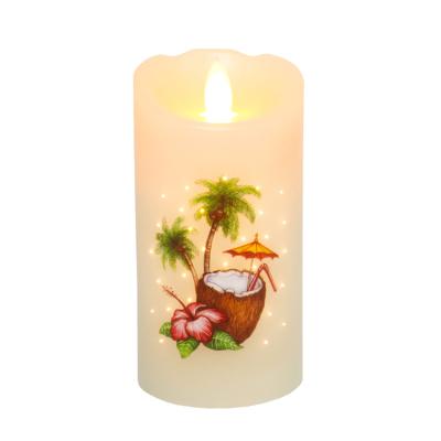 China COLOR CHANGING Cocos Image Wax Fiber Optic LED Candle for sale