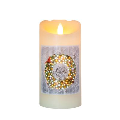 China COLOR CHANGING Christmas Wreath Nice LED Photo Paraffin Wax Fiber Optic Candle for sale