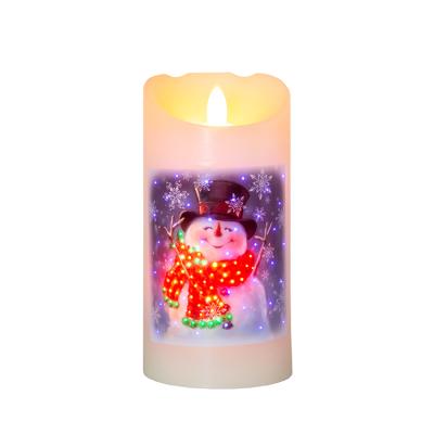 China Show Model Light On Paraffin Wax Candle Shell Snowman Real Wax Fiber Electronic Optical Candle for sale