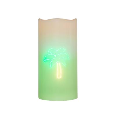 China Show light pattern on remote control candle shell wax fiber LED candle for sale