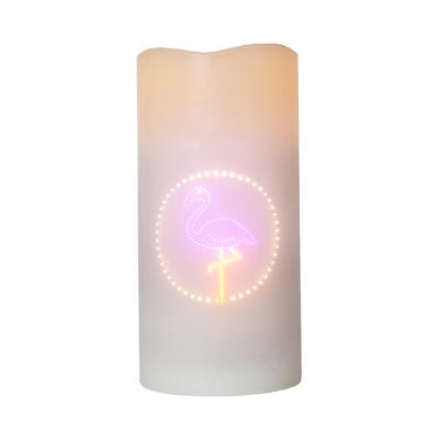 China Show Light Pattern On Candle Shell Home Decoration Cheap White Fiber Optic LED Candle for sale