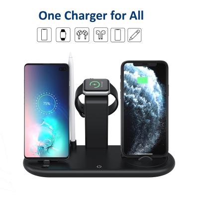 China 7 in 1 QI 10W Fast Wireless Charger Dock Wireless Charger Charging Stand 5 in 1 Wireless Charger for sale