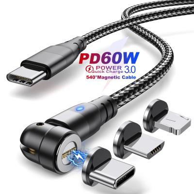 China MP3/MP4 Player Magnetic 540 USB C To Type C PD 60W Cable Quick Charge 4.0 USB-C USB Quick Charge Cordfor for sale