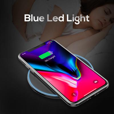 China Ultra Thin Portable Mobile Phone LED Light 10W Qi Charger Mobile Phone Fast Wireless Charging for sale