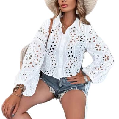 China Office Casual Anti-Shrink Shirt Lapel Fashion Cotton Embroidery Plus Size Long Sleeve Shirt Shirt for sale