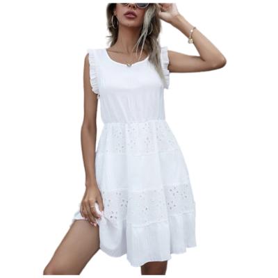 China New Summer Breathable French Super Fairy Gimlet Trim Eyelet Embroidery Insert Dress for sale