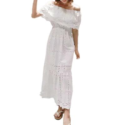 China Breathable Beach Bohemian Female Tube Skirt Female Summer Tunic Shoulder Puff Sleeve Bohemian Top Dress for sale