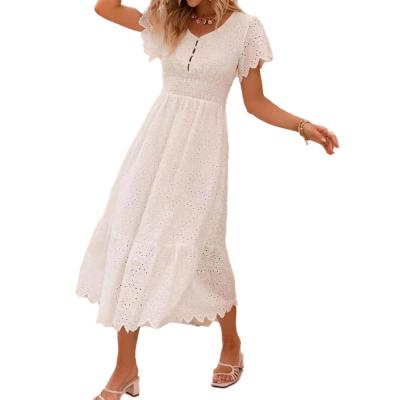 China New breathable summer dress women spring small lace style skirt waist fairy French dress for sale