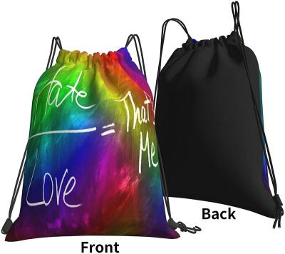 China Custom logo print polyester waterproof cotton drawstring jewelry makeup backpack gym tote shopping bag for sale