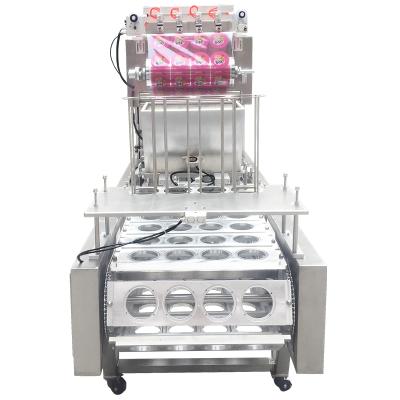 China Automatic Beverage Popcorn Linear Cup Filling And Sealing Machine for sale