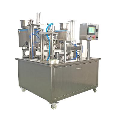 China Rotary Beverage Tea Cup Cup Filling Sealing Machine Two Cavity for sale