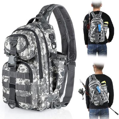 China Water Resistant Fishing Tackle Backpack Functional Fishing Tackle Bag Storage Backpack with Rod Holder for sale