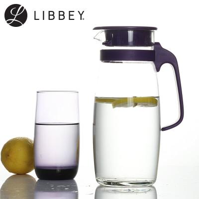 China Libby Glass Jar (Middle) Water Bottle Cold Silang 1200ml (Purple) Crystal Viable Glass Water Bottle With Lid for sale