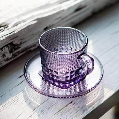 China New Arrival 180ml/6oz Viable Sodium and Calcium Diamond Glass Coffee Set in Mystic Purple for sale