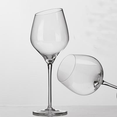 China Haoyue (YI) 450ml Haoyue Wholesale Wine Glass Copas De Beveled Diagonal Crystal Glass Cup for sale