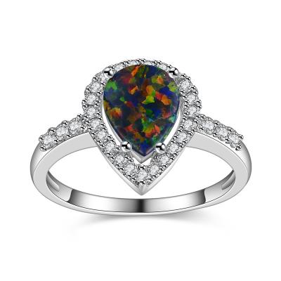 China New Design Trendy Mixed-color Stone Opal Rings Fashion Noble Wedding Rings For Women for sale