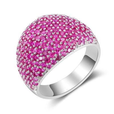 China Wholesale Trendy Princess Pink Prom Party Rings CZ Zircon Women Bling Bling Rings for sale