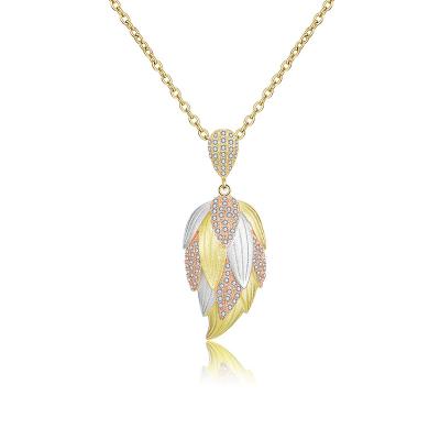 China New TRENDY Gold Tone Leaf Shaped Pendant Necklace Fashion Ladies Jewelry Three for sale