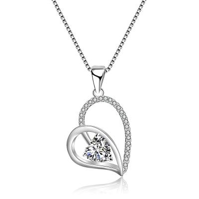 China Romantic Valentine's Day Gift Heart Pendant 925 Sterling Silver Crystal Necklace for sale