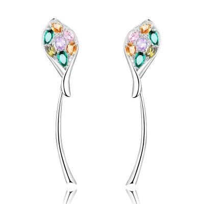 China Fashionable High Quality Stylish Jewelry 925 Sterling Silver Colorful Cubic Zircon Drop Earrings For Women for sale