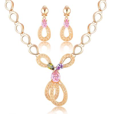 China New Fashion Trendy Cheap Mesh Crystal Women Necklaces And Earrings Jewelry Sets for sale