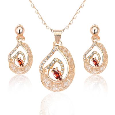 China New Arrival TRENDY Fashion Jewelry Set Wire Mesh Net Tube Filled Crystal Drop Earring And Necklace Sets for sale