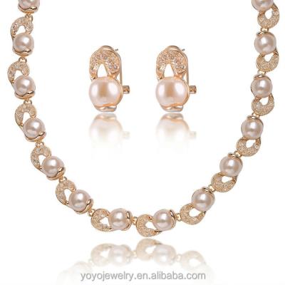 China New Fashion Jewelry Pearl Necklaces And TRENDY Earring Jewelry Sets Gold Plated for sale