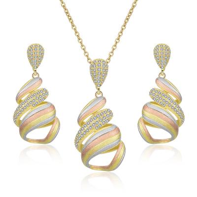 China TRENDY Fashion Zircon Jewelry Set Wedding Jewelry Set Bridal Necklace And Earrings for sale