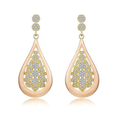 China Hiphop Mytys Water Drop Earrings Full Setting Cubic Zircon Dangle Earrings For Women Mix Gold Jewelry CE504 for sale