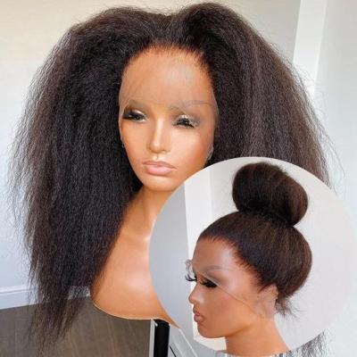 China Other 360 High Quality Pre Plucked Curly Straight Yaki Woman Hair 13X4 Full Lace Headband Lace Front Wigs 360 For Black Women for sale