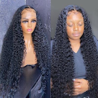 China Silky Straight Water Wave 180% Deep Wave Wig Hair 4x4 Lace Closure Lace Front Wigs Curly 5*5 hd Lace Closure Human Wigs For Black Women for sale