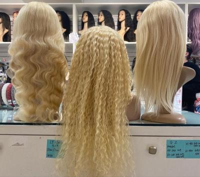 China Silky Straight Wave Lace Front Wig 613 Hair Extension Vendors Transparent Cuticle Aligned Virgin Hair Blonde Deep Wave Wig for sale