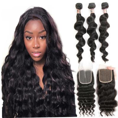 China Deep Wave 5x5 Body Wave Lace Up Brazilian Virgin Hair Closure Free Part Pre Plucked Closure for sale