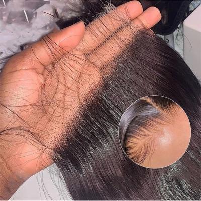 China Wholesale pricePre wholesale pricePre Plucked Water Wave HD thin hair baby hairline natural line to ear lace hd 5x5 lace frontal headband for sale