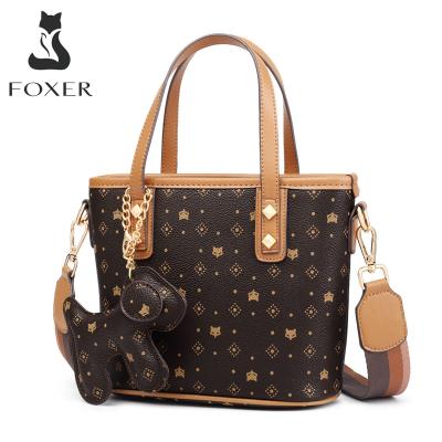 China Vintage FOXER Women's Monogram Printing Luxury Totes Retro Signature Handbag Cross - Classic Leather Body Shoulder Bags Women Handle Bag for sale