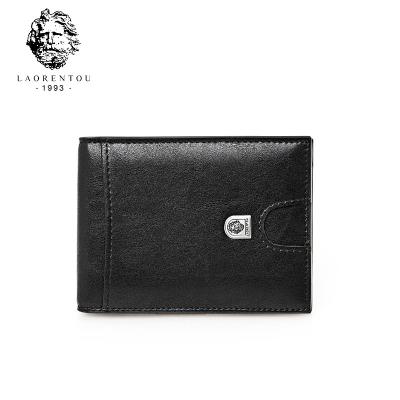 China New RFID LAORENTOU Men's Folding Driver Business Ultrathin Single Wallets Multi-card Short Wallet License Leather Men's Wallets for sale