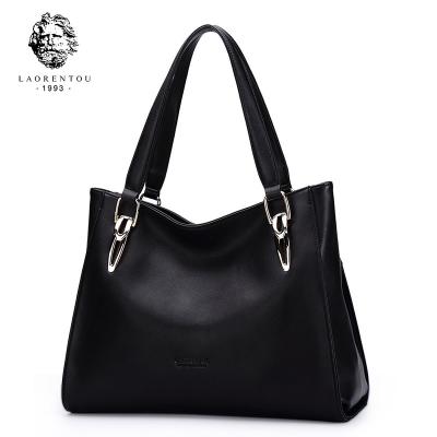 China Vintage LAORENTOU Women Handbag Cowhide Leather Ladies Shoulder Bags Female Elegant Handle Bag Female Totes Large Capacity for sale