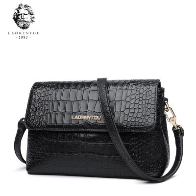 China LAORENTOU Brand GENUINE LEATHER Hot Sale Ladies Bag Women Alligator Cross - Vintage Body Bag Lady Luxury Split Leather Shoulder Bag for sale