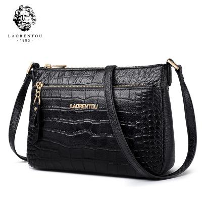 China LAORENTOU Fashion Retro Ladies Leather Messenger Bag Women's Luxury Solid Color Leather Bag for sale