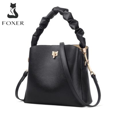 China Fashion FOXER Fashion Female Cross - Body Bag Purse Ladies Autumn Winter Genuine Leather Bucket Handbag Ladies for sale