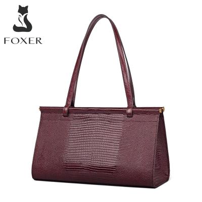 China 2021 Fashion Brand FOXER Large Capacity Lady Top-handle Bags Women Shoulder Handbag Mother Elegant Cow Leather Tote Bags for sale