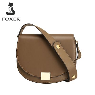 China Lady FOXER Retro Brand Ladies Split Shoulder Bag Fashion Leather Female Cross - Body Bag For Luxury Small Messenger Saddle Bag for sale