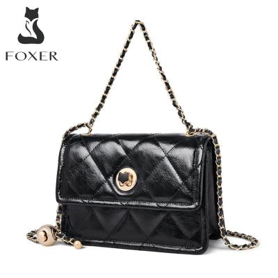 China FOXER Summer Small Split Leather Cross - Body Bag For Girls Brand Women Luxury Shoulder Bag Flip Cow Leather Designer Chain Bags For Ladies for sale