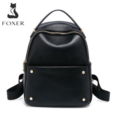 China FOXER Anti-theft Shoulder Bag Soft Casual Genuine Leather Women's Business Backpack Travel Laptop Backpack Large Capacity Bags for sale